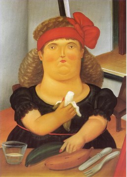 フェルナンド・ボテロ Painting - バナナを食べる女性 フェルナンド・ボテロ